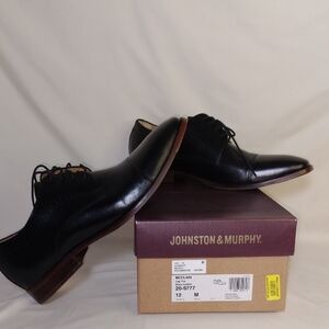 Johnston & Murphy Black Leather Oxfords